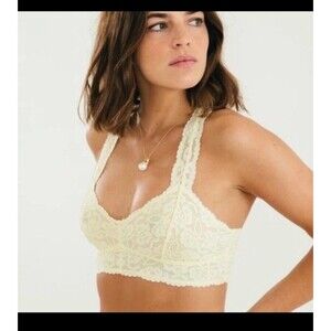 Free People Womens Gallon Lace Floral Nude Racerback Lace Bralette Size  S/P